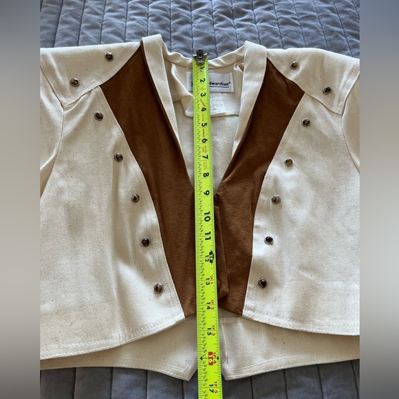 YOUNG EDWARDIAN Rare Vintage Ivory/Brown 2 Piece Set Bolero Jacket/Skirt Size 9 - Picture 10 of 14